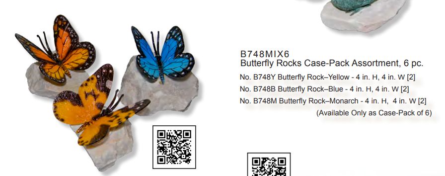 Brass Baron Butterfly Rocks (Case of 6)
