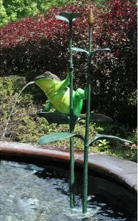 Brass Baron Colorful Frog Pond Sculpture