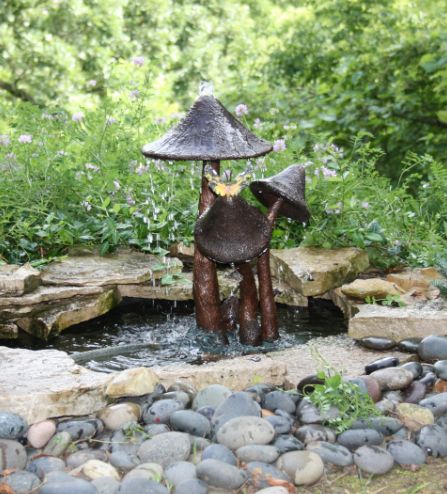 Mushroom Pond Sculpture By Brass Baron #A703FB